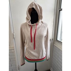 Boden Rainbow Trim Wool Cashmere Blend Hoodie Sweater size 6 layered cabincore